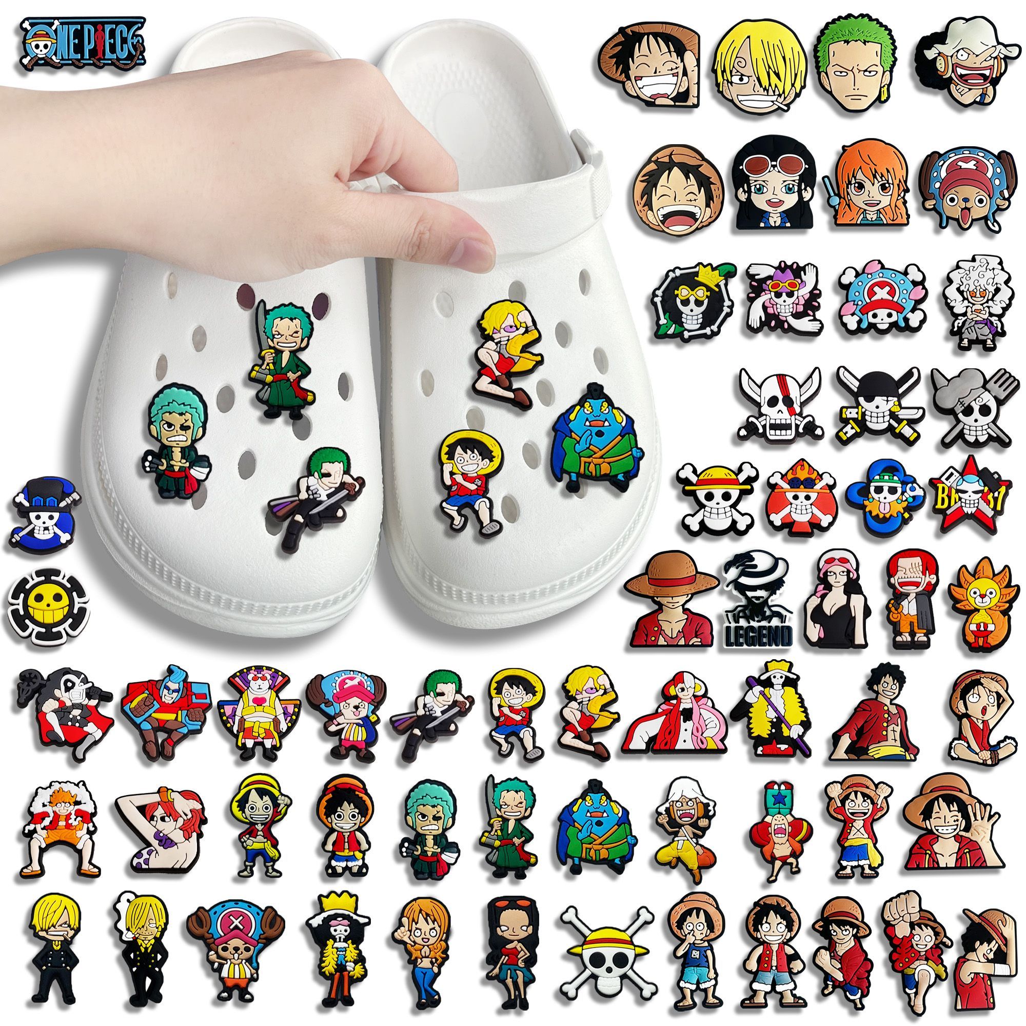 Supply Florist - 2-30pcs One Piece Luffy Crocs DIY