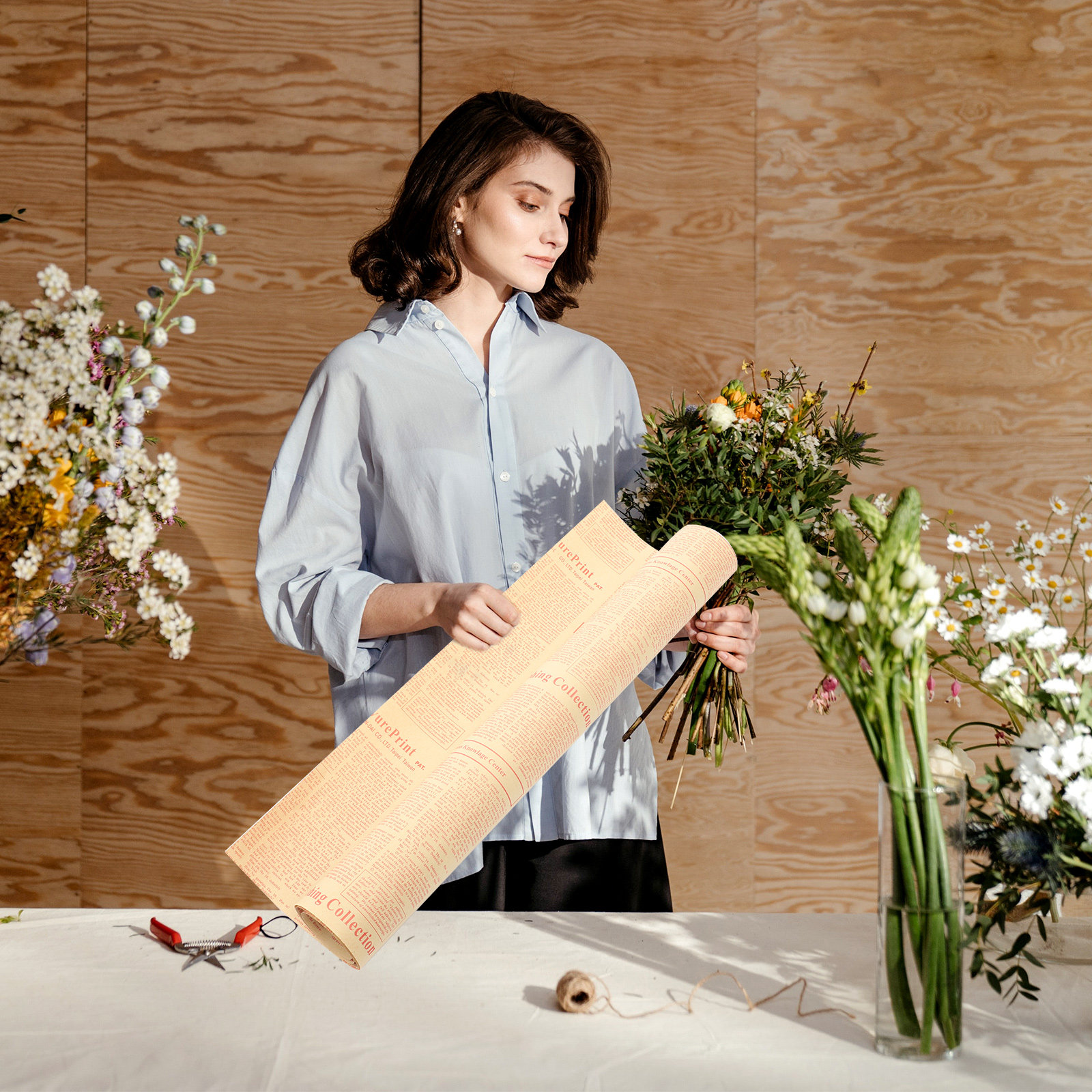 Flower Wrap Kraft - 20Pcs Kraft Wrapping Paper Vintage Newspaper