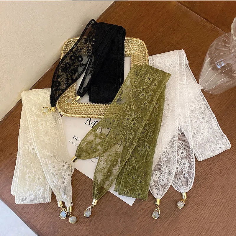 Floral Tape Green - Women Hair Ribbon French Pendant Lace