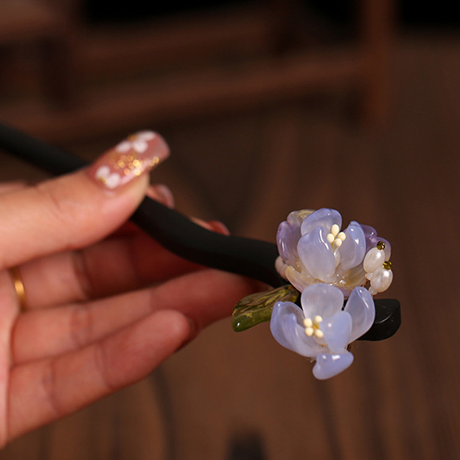 Supply Florist - Vintage Wooden Flower Hairpin For Women