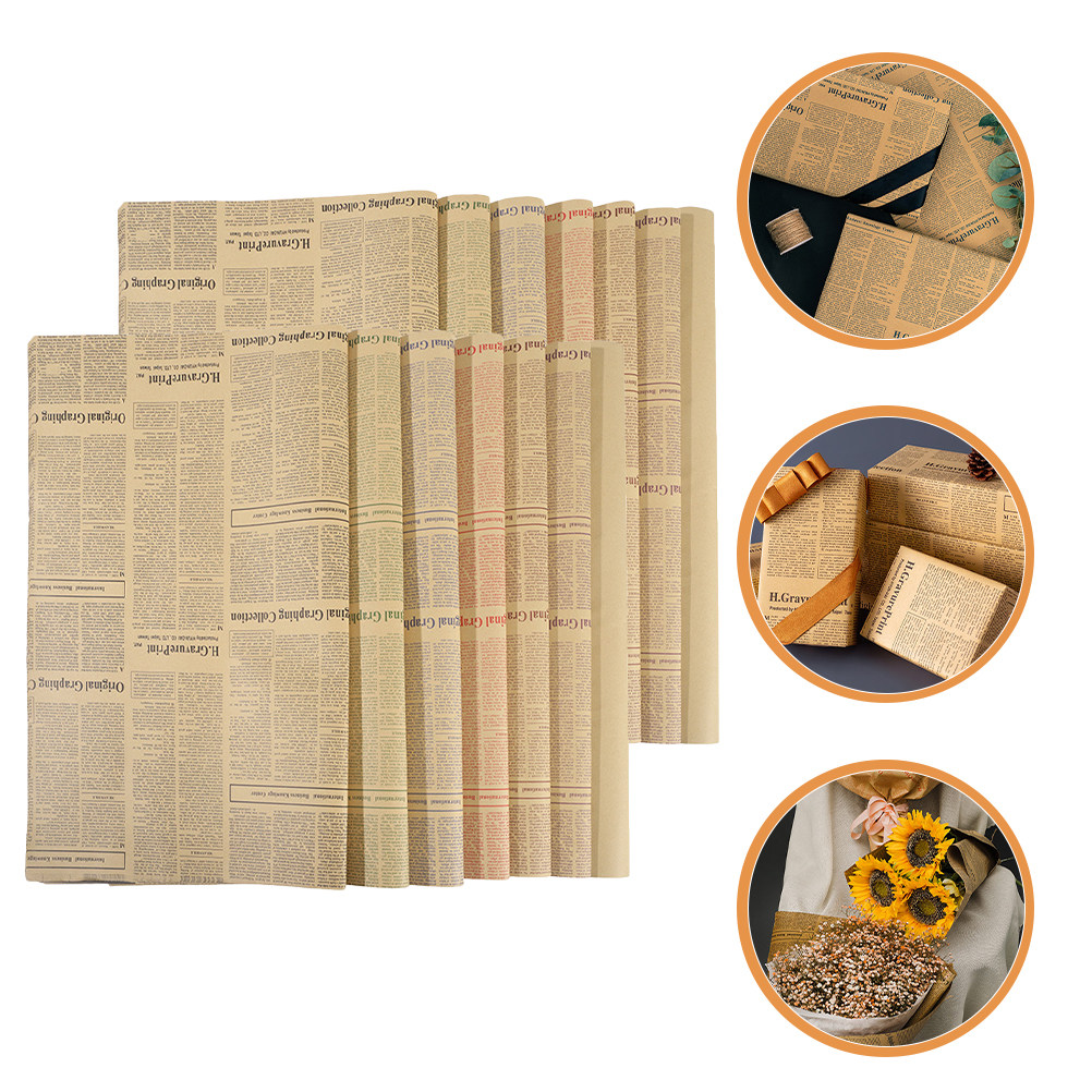 20 Sheets Vintage English News - Flower Wrap Kraft ulasan dan harga