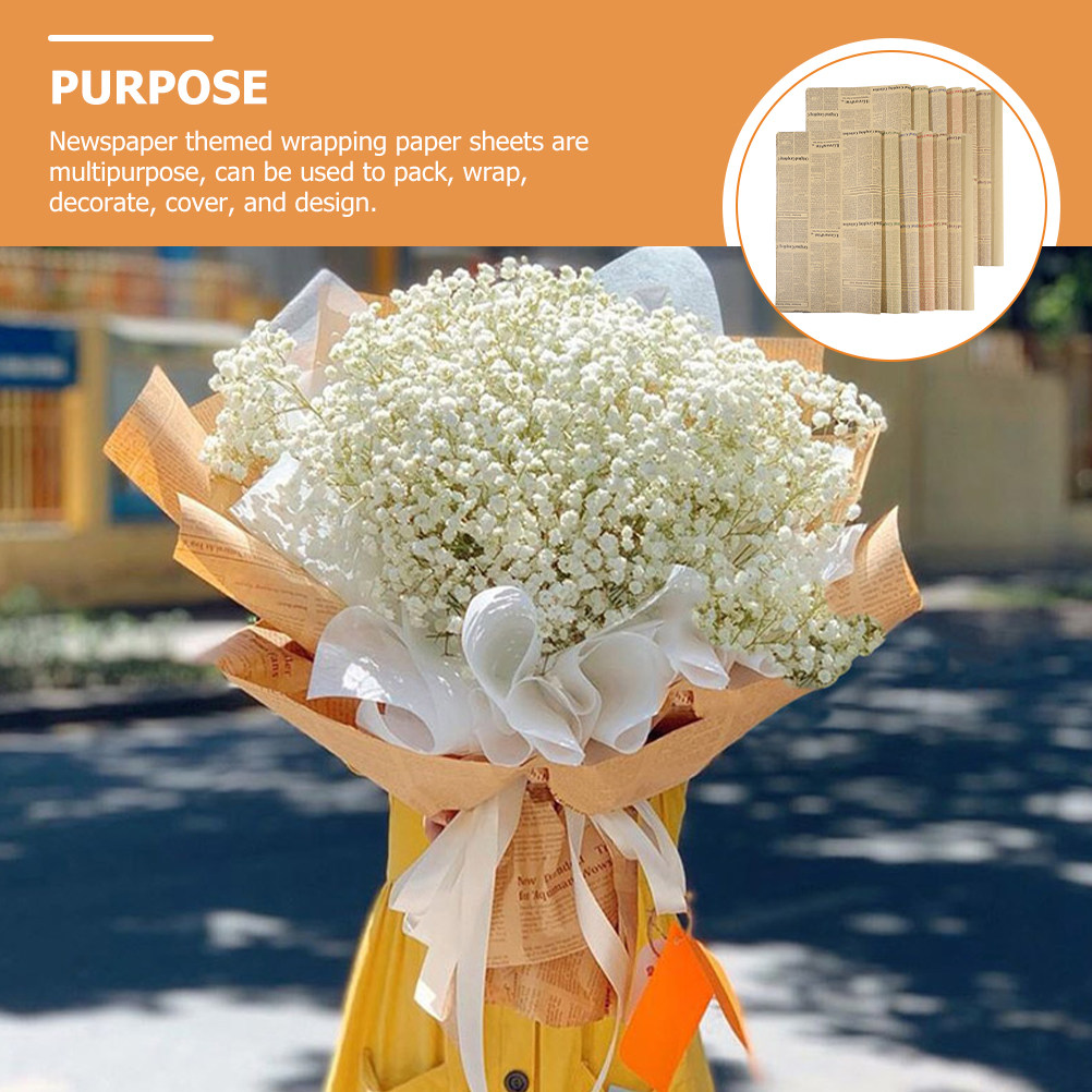 20 Sheets Vintage English News - Flower Wrap Kraft ulasan dan harga