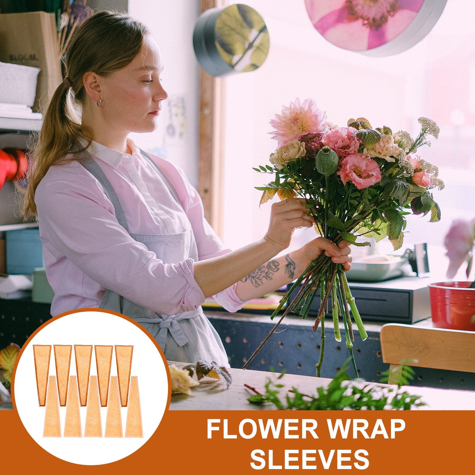 60Pcs Kraft Paper Flower Wrapp - Flower Wrap Kraft ulasan dan harga