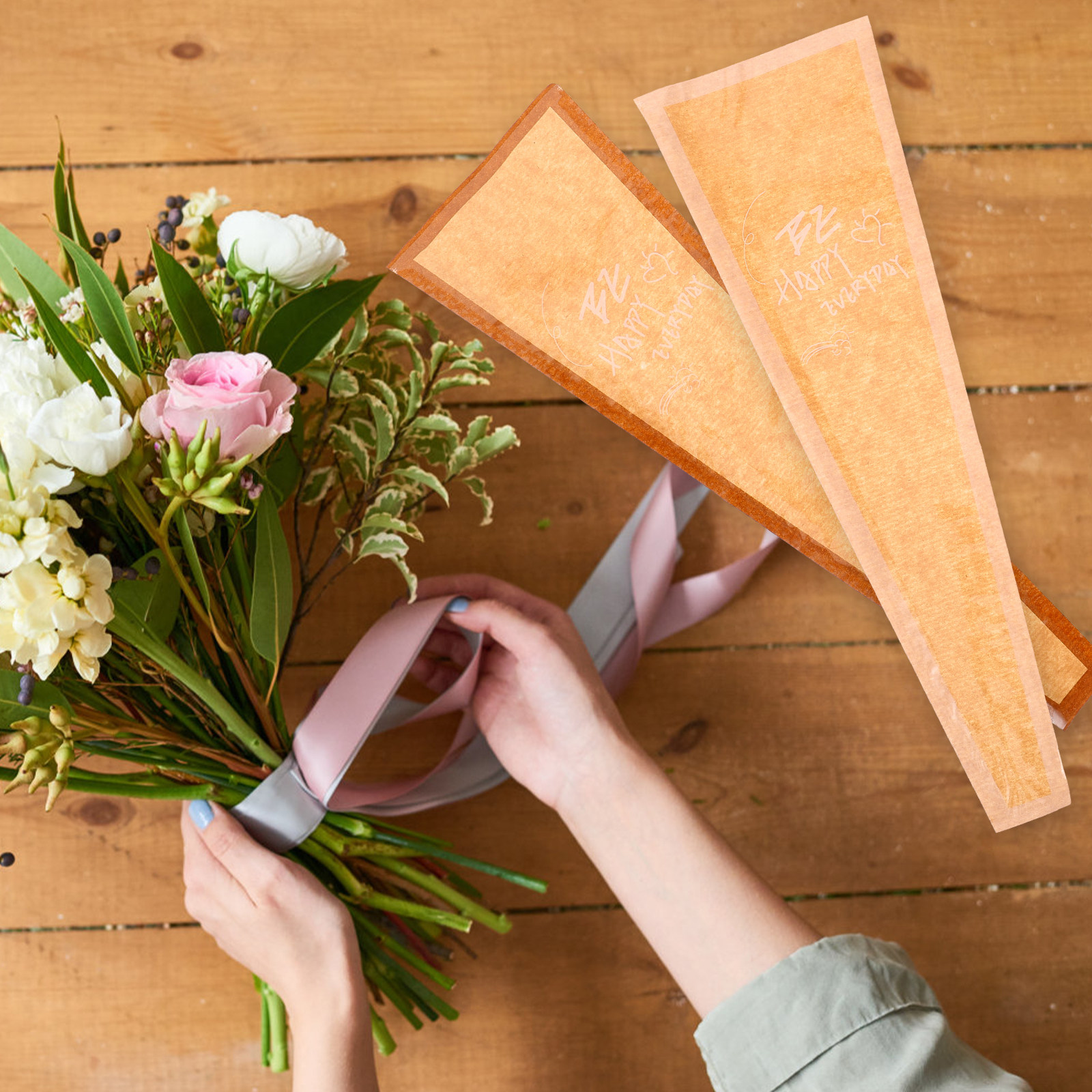 60Pcs Eco Friendly Kraft Paper - Flower Wrap Kraft ulasan dan harga