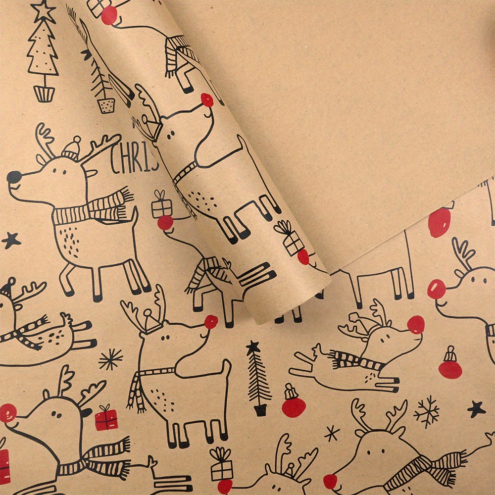 1roll Vintage Reindeer Kraft W - Flower Wrap Kraft ulasan dan harga