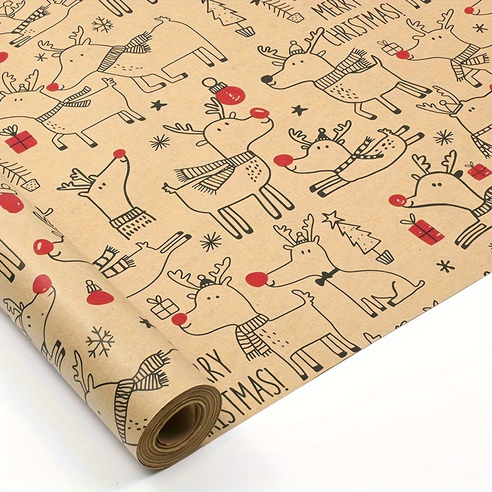 1roll Vintage Reindeer Kraft W - Flower Wrap Kraft ulasan dan harga