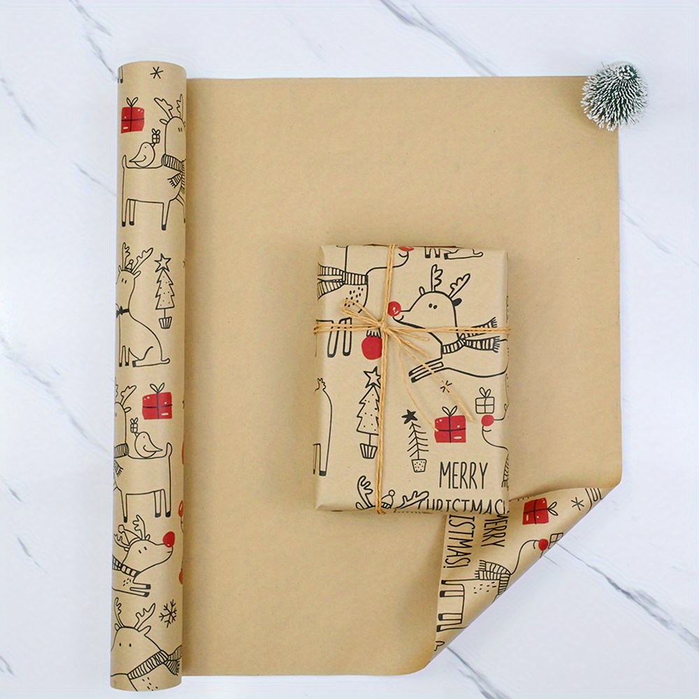 1roll Vintage Reindeer Kraft W - Flower Wrap Kraft ulasan dan harga