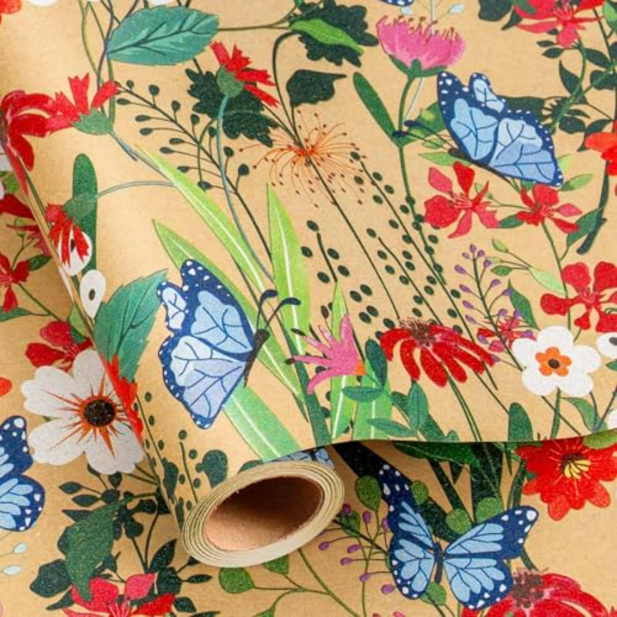 Kraft Flowers Wrapping Paper,  - Flower Wrap Kraft ulasan dan harga