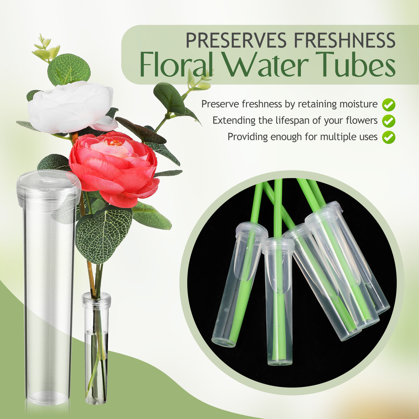 100Pcs Flower Water Tubes Leak - Stem Extender Tube ulasan dan harga