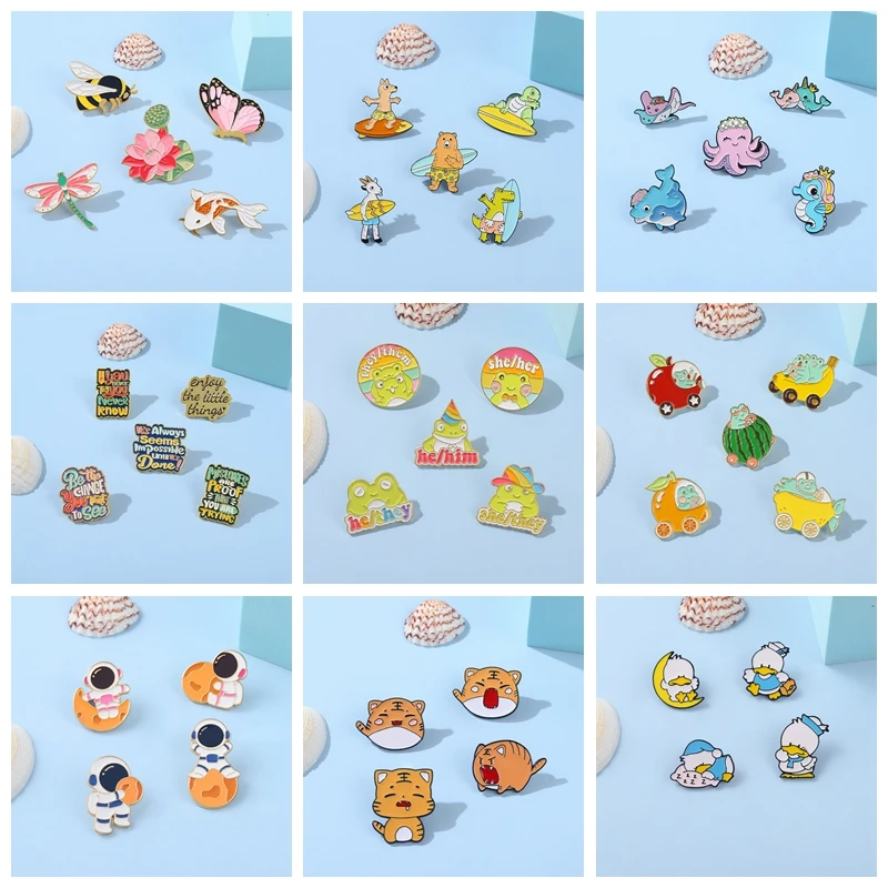 4-5PCS/SET Animal Enamel Pin B - Flower Frog Pin ulasan dan harga